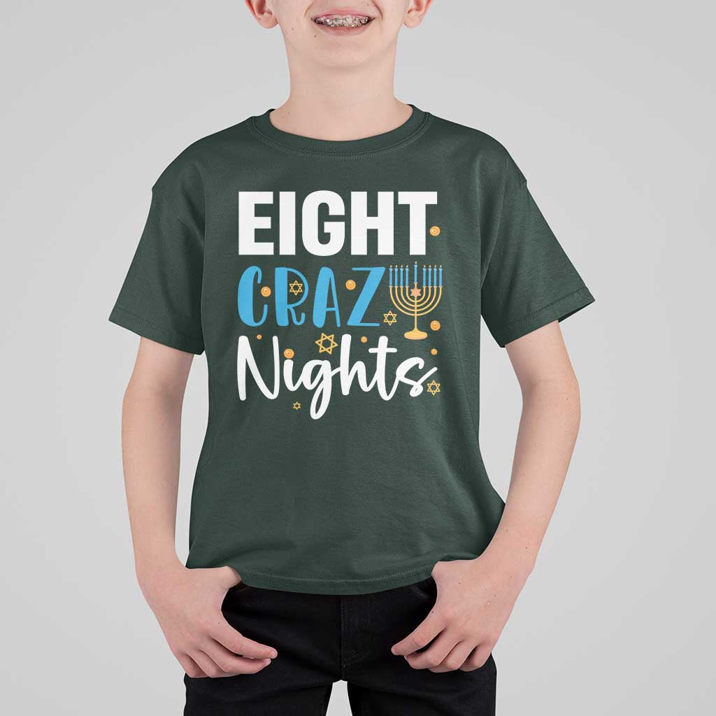 Funny Hanukkah Eight Crazy Nights T Shirt For Kid Menorah David Stars - Wonder Print Shop