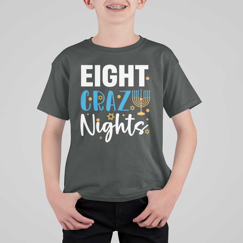 Funny Hanukkah Eight Crazy Nights T Shirt For Kid Menorah David Stars - Wonder Print Shop