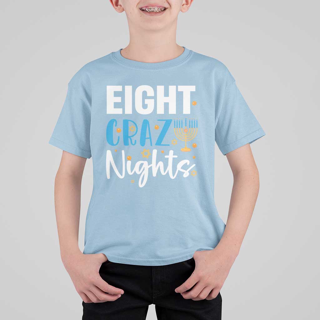 Funny Hanukkah Eight Crazy Nights T Shirt For Kid Menorah David Stars - Wonder Print Shop