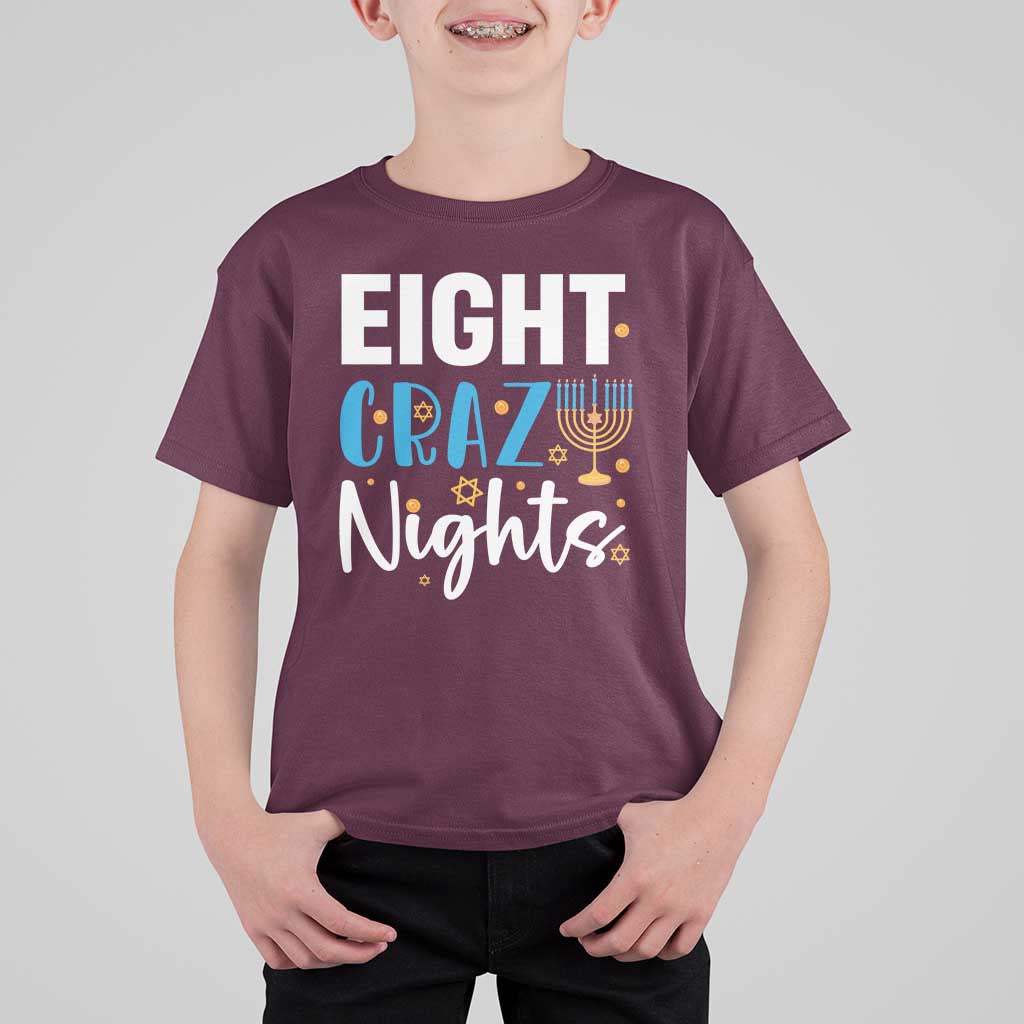 Funny Hanukkah Eight Crazy Nights T Shirt For Kid Menorah David Stars - Wonder Print Shop
