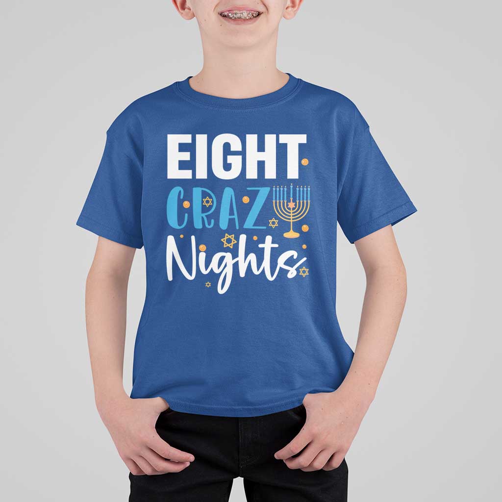 Funny Hanukkah Eight Crazy Nights T Shirt For Kid Menorah David Stars - Wonder Print Shop
