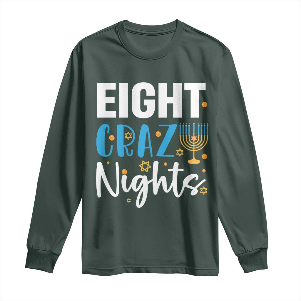 Funny Hanukkah Eight Crazy Nights Long Sleeve Shirt Menorah David Stars