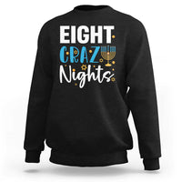 Funny Hanukkah Eight Crazy Nights Sweatshirt Menorah David Stars - Wonder Print Shop