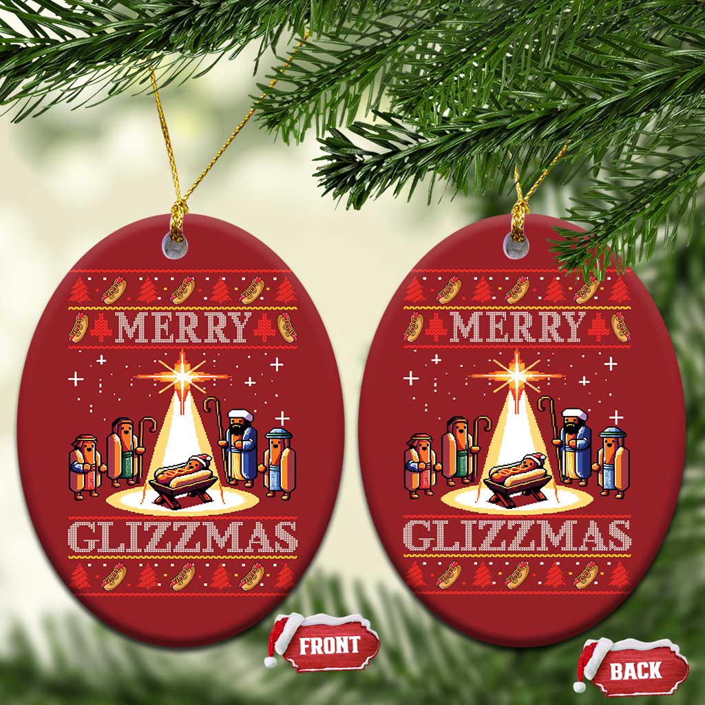 Funny Merry Glizzmas Christmas Ornament Hot Dog Xmas Nativity Scene - Wonder Print Shop