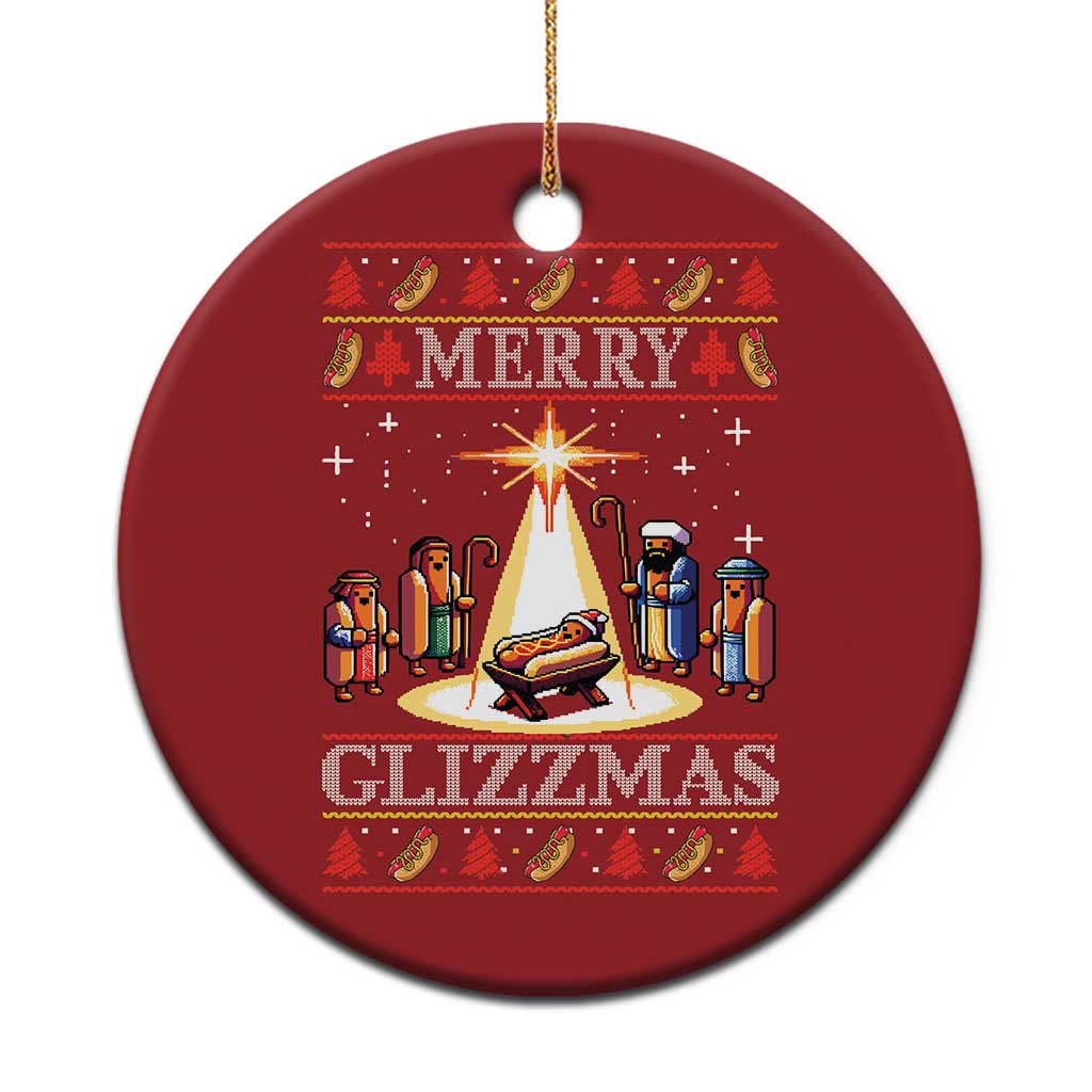 Funny Merry Glizzmas Christmas Ornament Hot Dog Xmas Nativity Scene - Wonder Print Shop