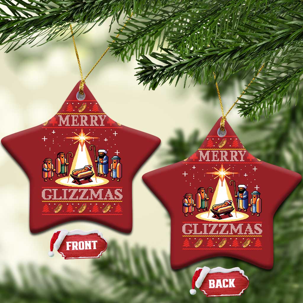 Funny Merry Glizzmas Christmas Ornament Hot Dog Xmas Nativity Scene - Wonder Print Shop