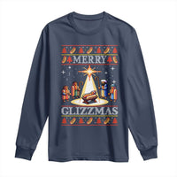 Funny Merry Glizzmas Long Sleeve Shirt Hot Dog Christmas Nativity Scene