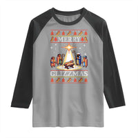 Funny Merry Glizzmas Raglan Shirt Hot Dog Christmas Nativity Scene - Wonder Print Shop