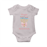 Happy Hanukkah Coquette Baby Onesie Cute Menorah Pink Bow