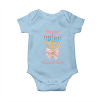 Happy Hanukkah Coquette Baby Onesie Cute Menorah Pink Bow