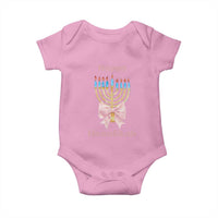 Happy Hanukkah Coquette Baby Onesie Cute Menorah Pink Bow