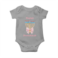 Happy Hanukkah Coquette Baby Onesie Cute Menorah Pink Bow