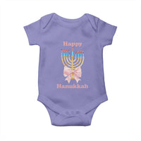 Happy Hanukkah Coquette Baby Onesie Cute Menorah Pink Bow