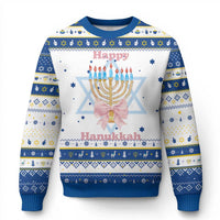 Happy Chanukah Coquette Hanukkah Ugly Sweater Cute Menorah Pink Bow - Wonder Print Shop