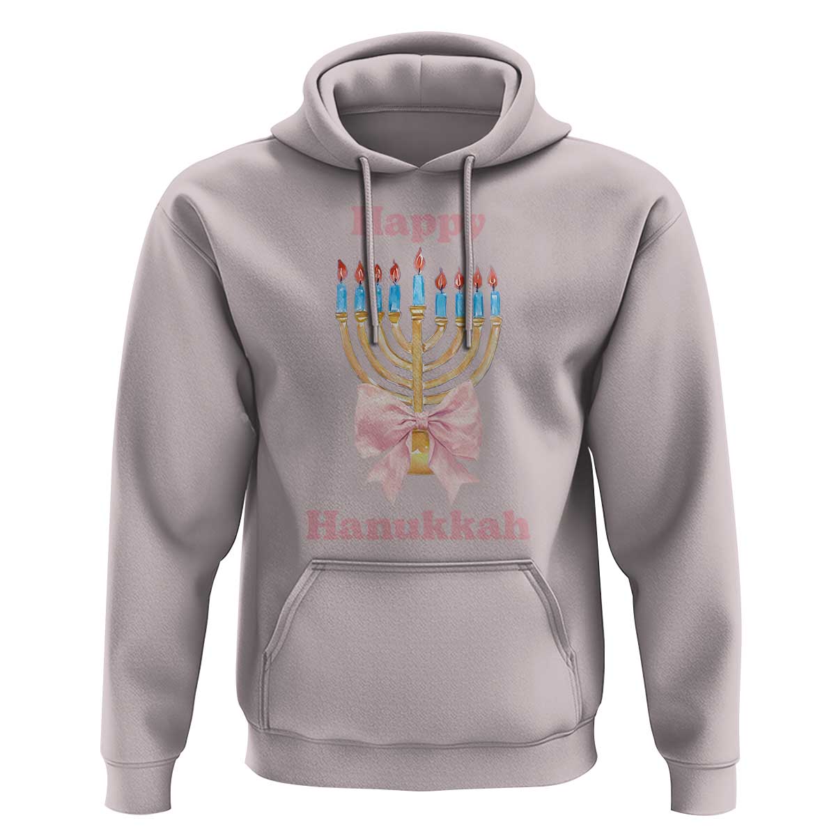 Happy Hanukkah Coquette Hoodie Cute Menorah Pink Bow