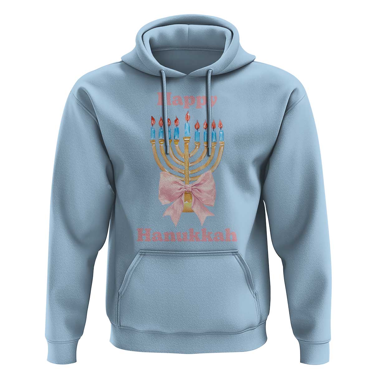 Happy Hanukkah Coquette Hoodie Cute Menorah Pink Bow