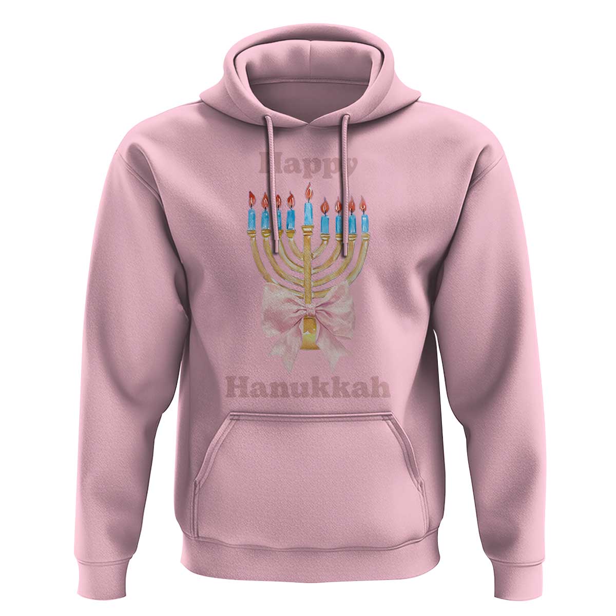 Happy Hanukkah Coquette Hoodie Cute Menorah Pink Bow