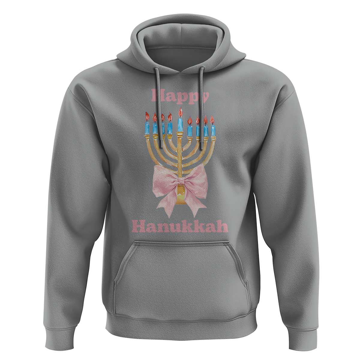 Happy Hanukkah Coquette Hoodie Cute Menorah Pink Bow
