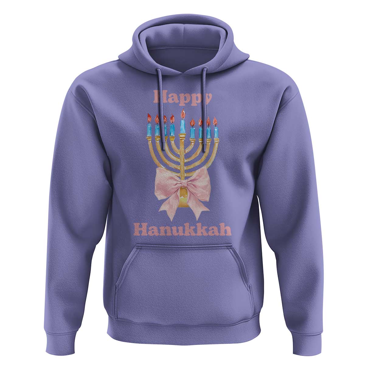 Happy Hanukkah Coquette Hoodie Cute Menorah Pink Bow