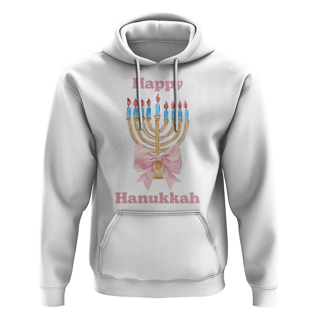 Happy Hanukkah Coquette Hoodie Cute Menorah Pink Bow
