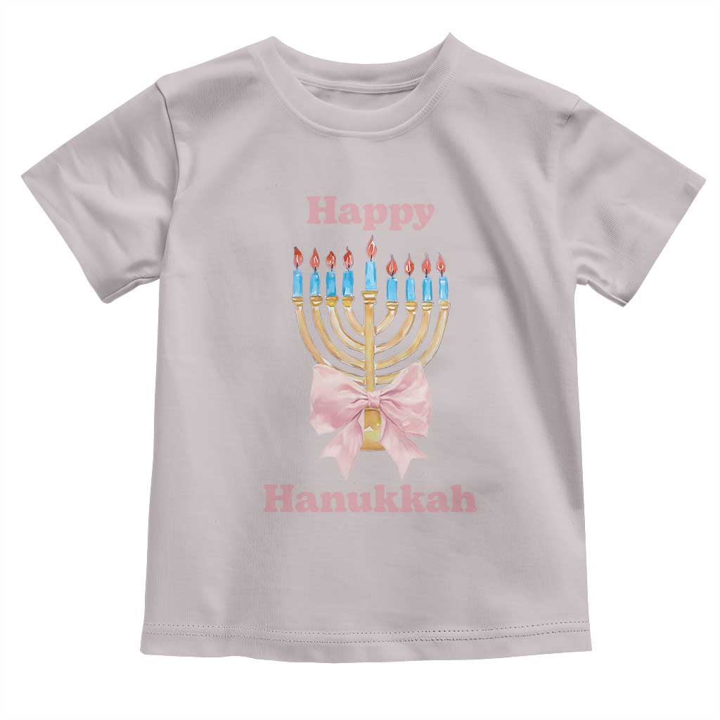 Happy Hanukkah Coquette Toddler T Shirt Cute Menorah Pink Bow
