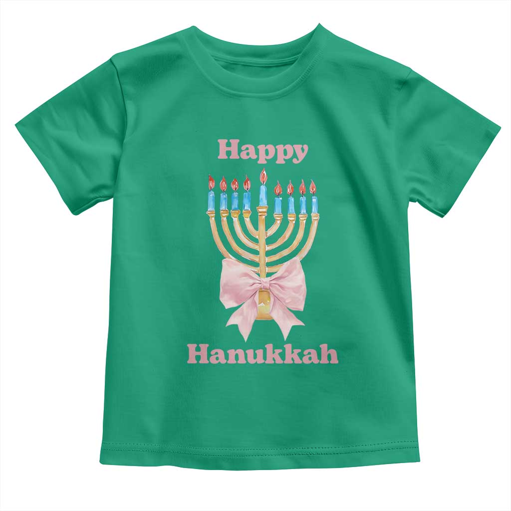 Happy Hanukkah Coquette Toddler T Shirt Cute Menorah Pink Bow