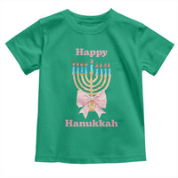 Happy Hanukkah Coquette Toddler T Shirt Cute Menorah Pink Bow