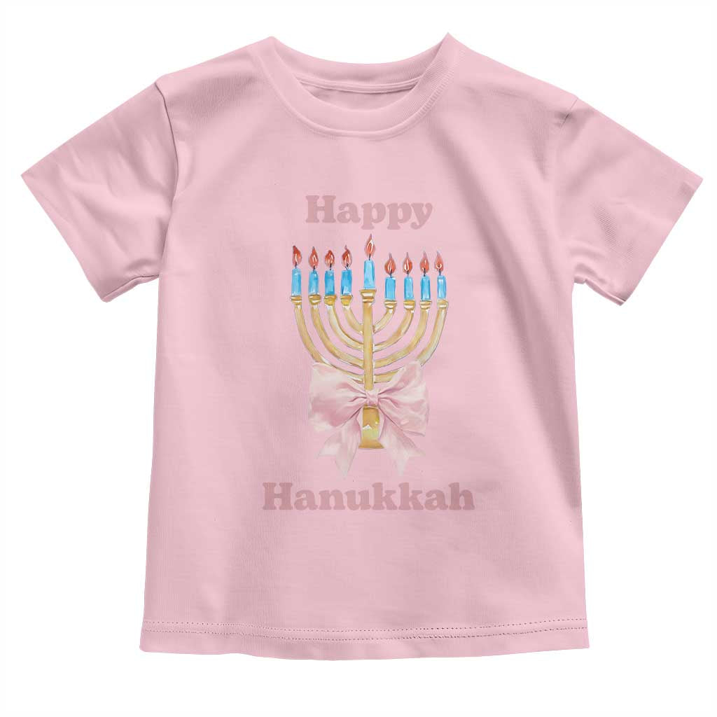 Happy Hanukkah Coquette Toddler T Shirt Cute Menorah Pink Bow