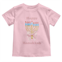 Happy Hanukkah Coquette Toddler T Shirt Cute Menorah Pink Bow