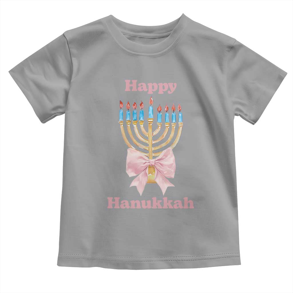 Happy Hanukkah Coquette Toddler T Shirt Cute Menorah Pink Bow