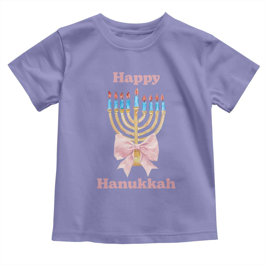 Happy Hanukkah Coquette Toddler T Shirt Cute Menorah Pink Bow
