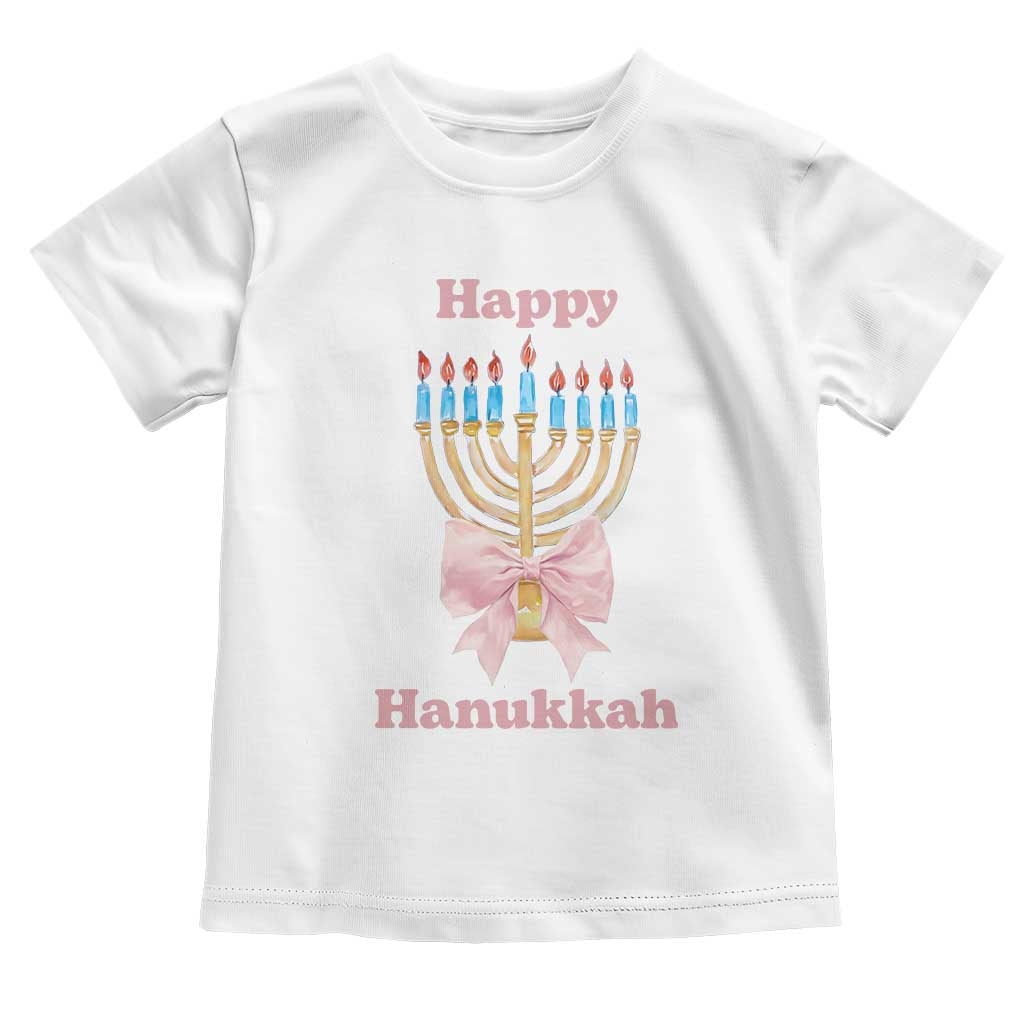 Happy Hanukkah Coquette Toddler T Shirt Cute Menorah Pink Bow