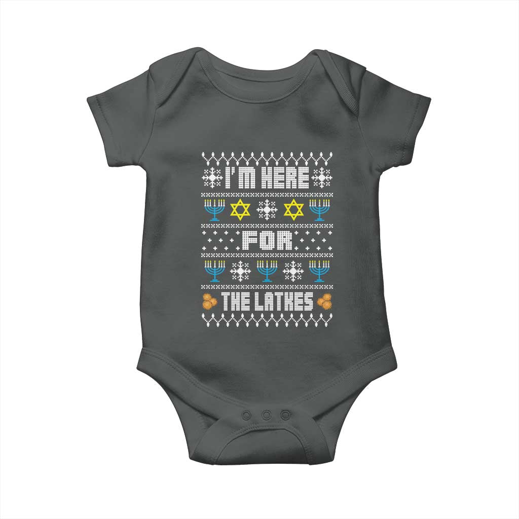 Funny Hanukkah Baby Onesie I'm Here For The Latkes Menorah