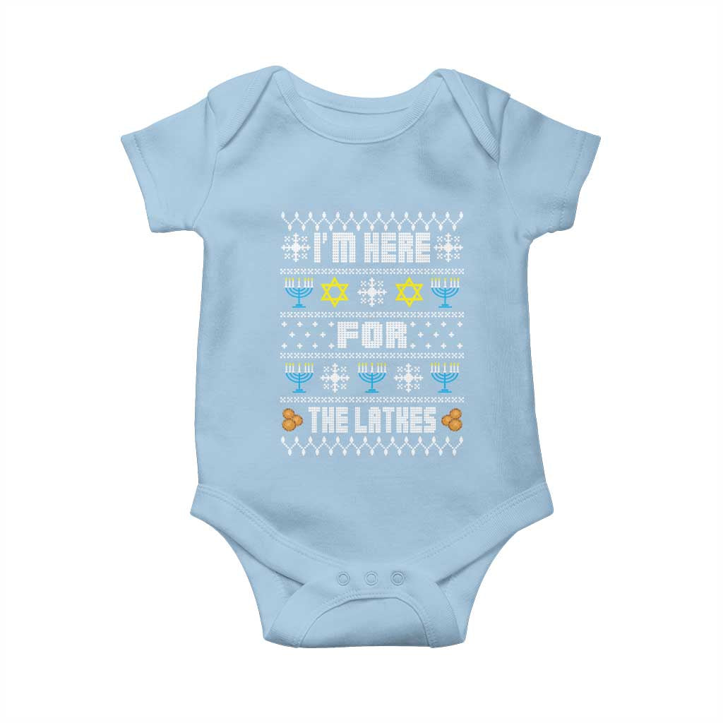 Funny Hanukkah Baby Onesie I'm Here For The Latkes Menorah