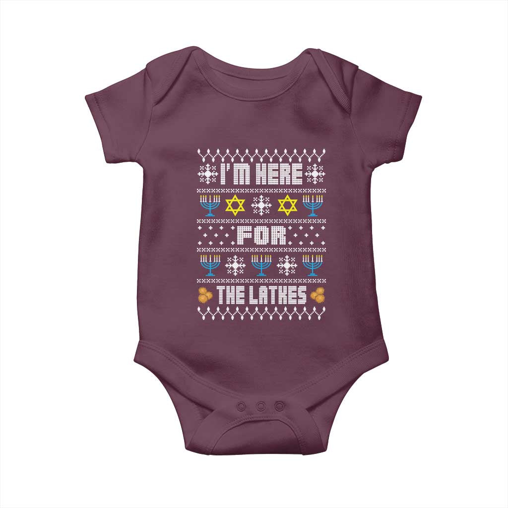 Funny Hanukkah Baby Onesie I'm Here For The Latkes Menorah