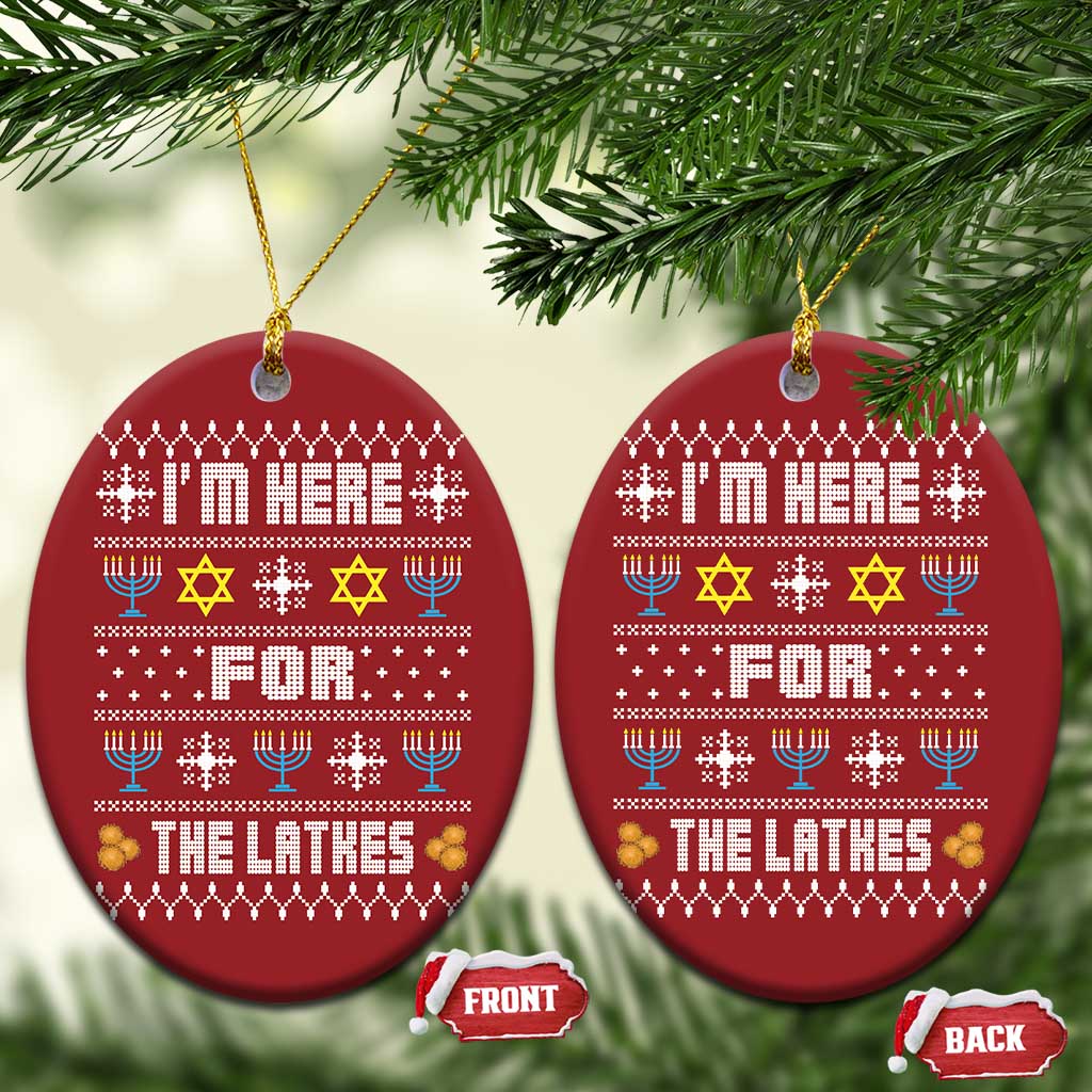 Funny Hanukkah Christmas Ornament I'm Here For The Latkes Menorah - Wonder Print Shop