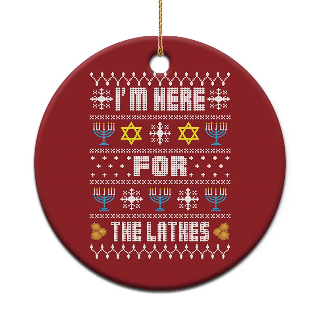 Funny Hanukkah Christmas Ornament I'm Here For The Latkes Menorah - Wonder Print Shop