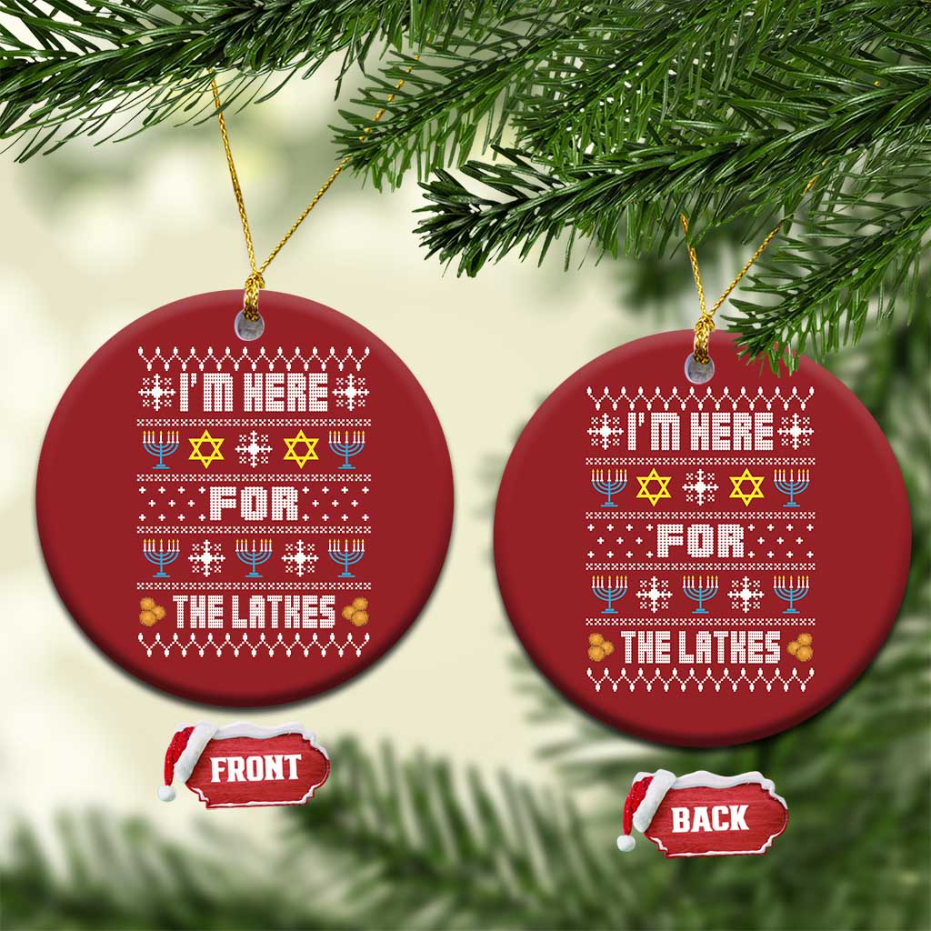 Funny Hanukkah Christmas Ornament I'm Here For The Latkes Menorah - Wonder Print Shop