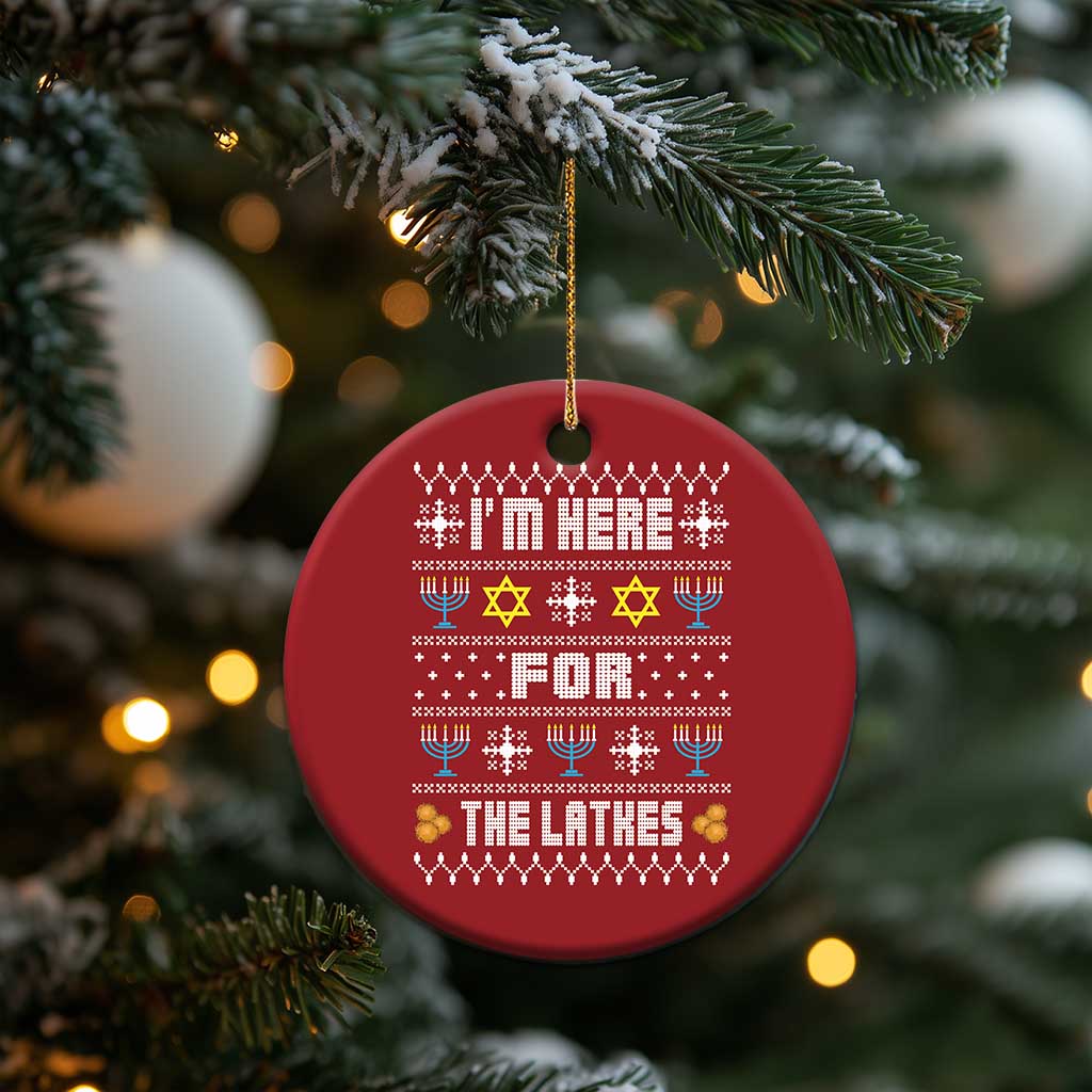 Funny Hanukkah Christmas Ornament I'm Here For The Latkes Menorah - Wonder Print Shop