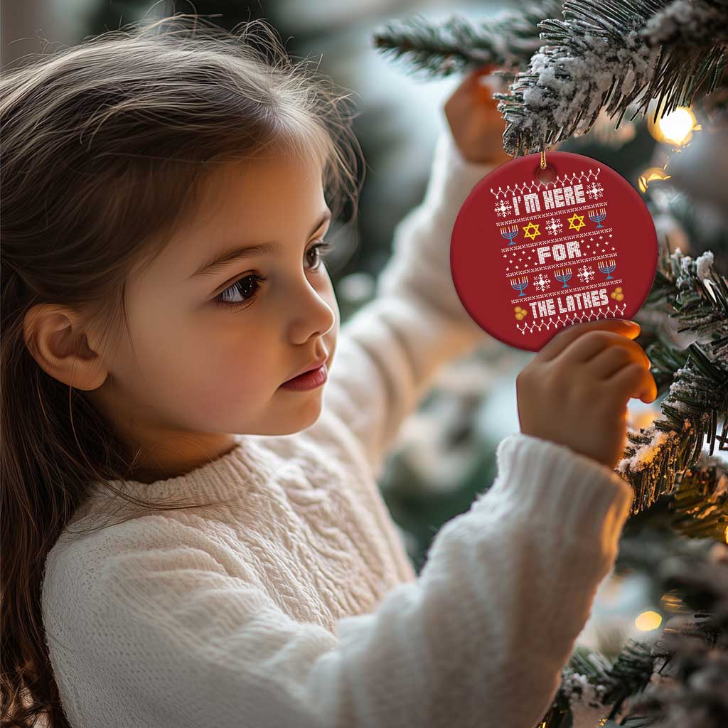 Funny Hanukkah Christmas Ornament I'm Here For The Latkes Menorah - Wonder Print Shop