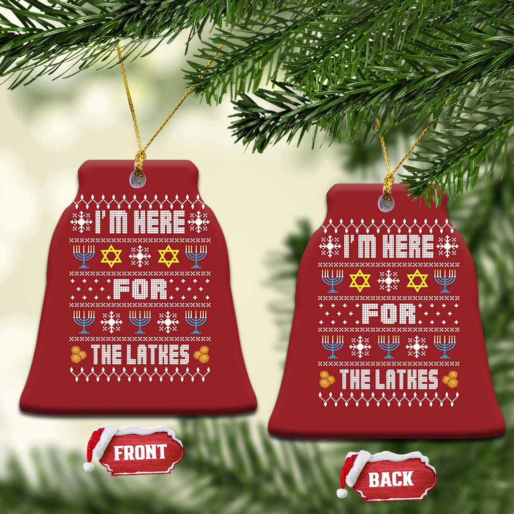 Funny Hanukkah Christmas Ornament I'm Here For The Latkes Menorah - Wonder Print Shop
