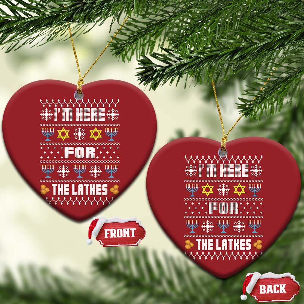 Funny Hanukkah Christmas Ornament I'm Here For The Latkes Menorah - Wonder Print Shop