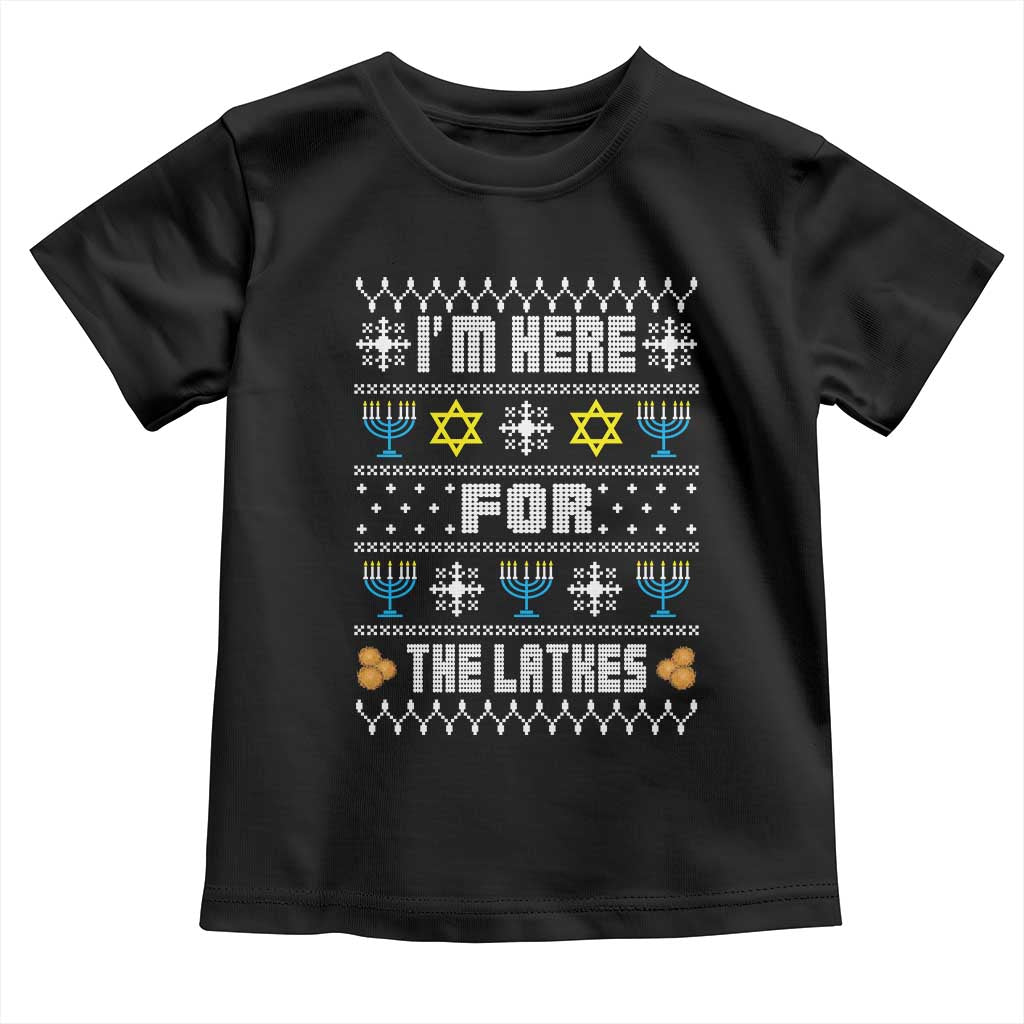 Funny Hanukkah Toddler T Shirt I'm Here For The Latkes Menorah