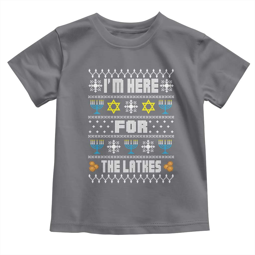 Funny Hanukkah Toddler T Shirt I'm Here For The Latkes Menorah