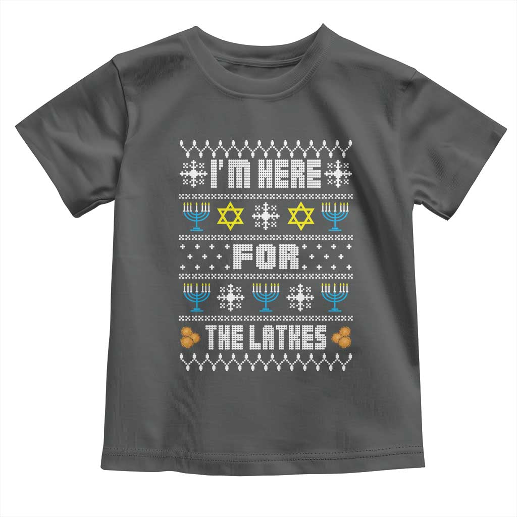 Funny Hanukkah Toddler T Shirt I'm Here For The Latkes Menorah