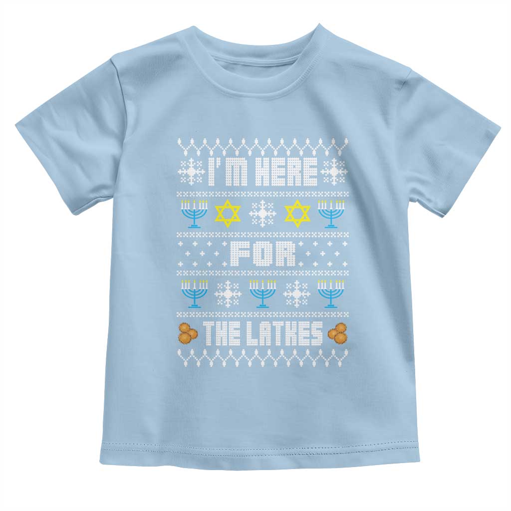Funny Hanukkah Toddler T Shirt I'm Here For The Latkes Menorah