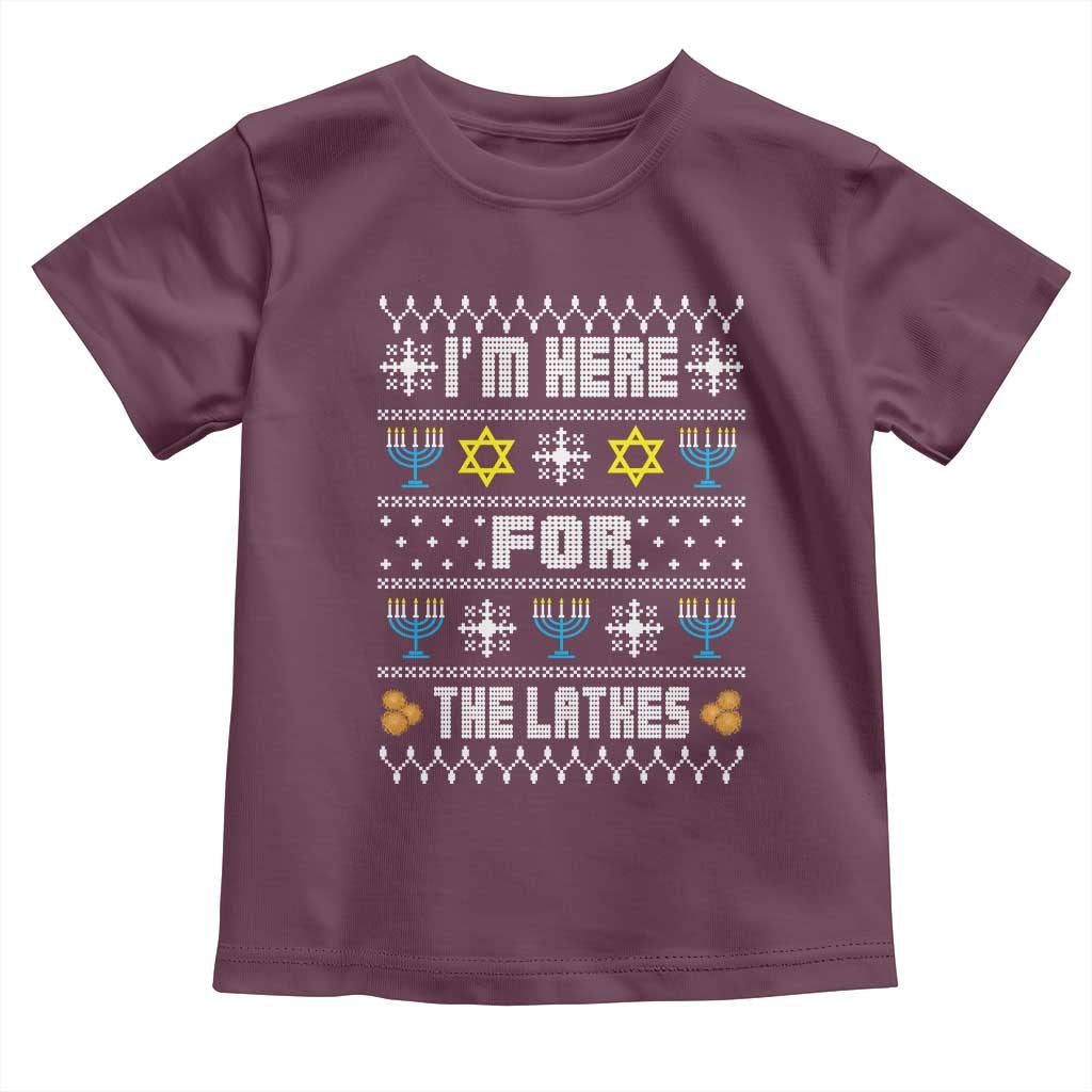 Funny Hanukkah Toddler T Shirt I'm Here For The Latkes Menorah