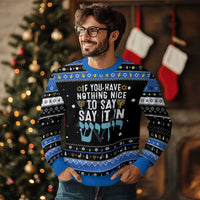 Funny Chanukah Hanukkah Ugly Sweater If You Have Nothing Nice To Say It In Yiddish Jewish Holiday - Wonder Print Shop