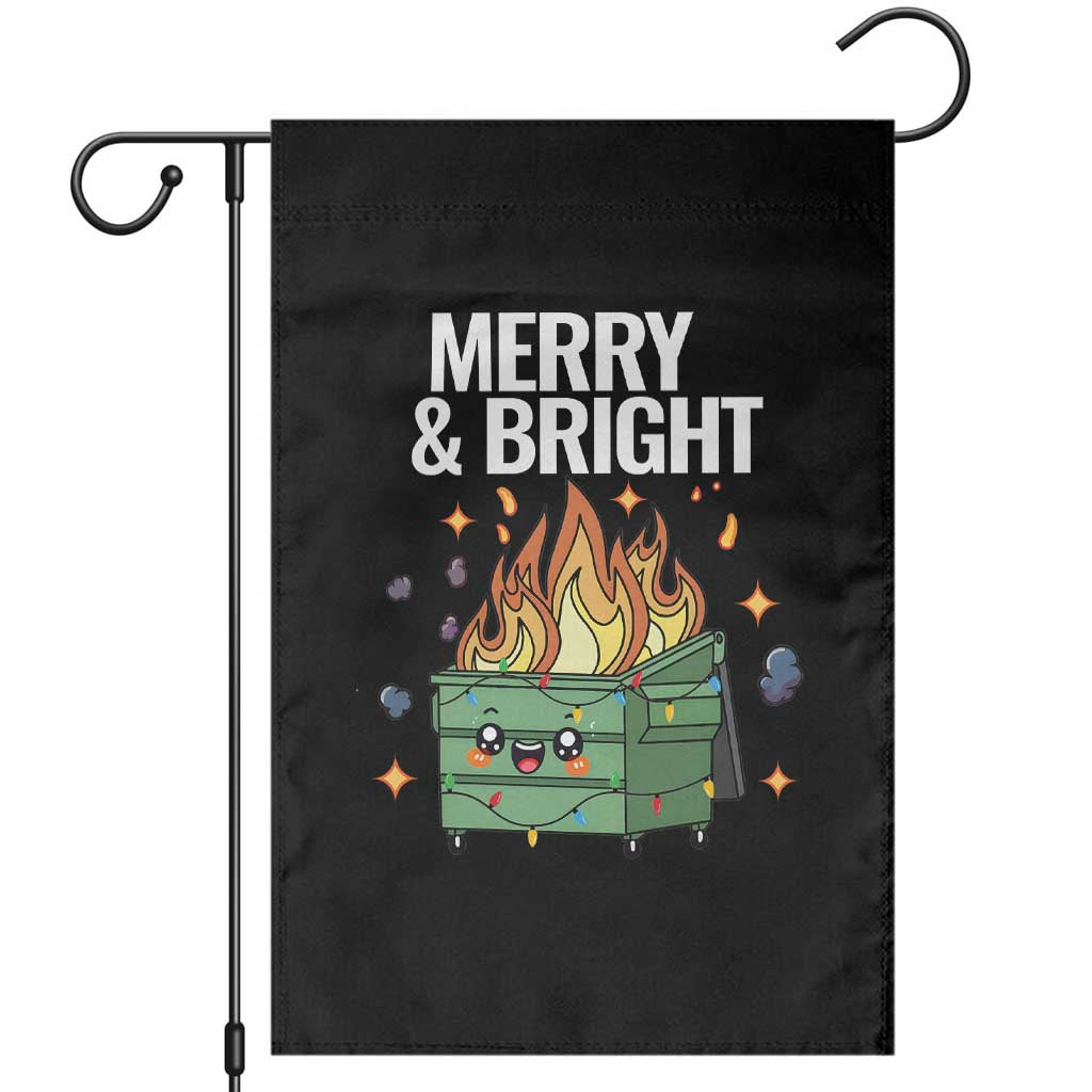 Funny Lil Fire Dumpster Christmas Garden Flag Merry And Bright Xmas Led Lights - Wonder Print Shop