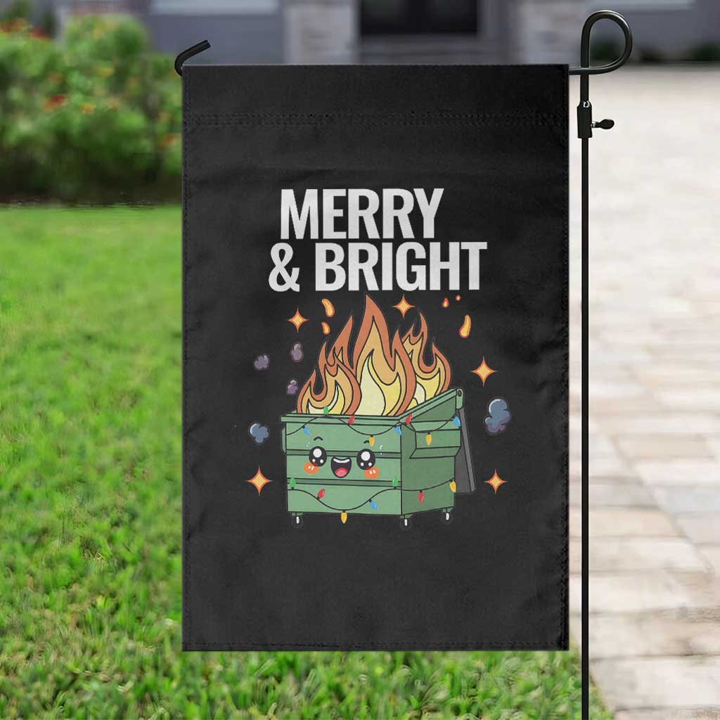 Funny Lil Fire Dumpster Christmas Garden Flag Merry And Bright Xmas Led Lights - Wonder Print Shop
